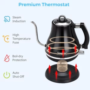 1.2L Gooseneck Electric Kettle Tea Coffee Thermo Pot Appliances Kitchen Smart Kettle Quick Heating Electric Boiling 220V Sonifer - Image 3