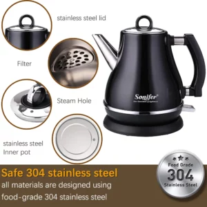 1.2L Colorful 304 Stainless Steel Electric Kettle 1500W Household 220V Quick Heating Electric Boiling Tea Pot Sonifer - Image 3