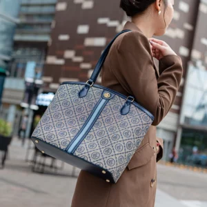 Blue Embroidered Large-capacity Commuter Travel Tote Women's Bag - Image 3