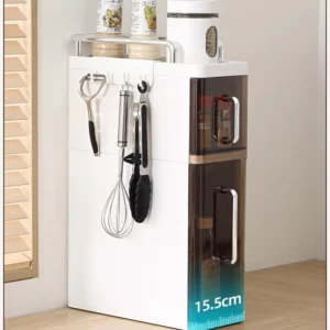 Pull-Out Spice Organizer Slim Space-Saving Narrow Kitchen Cabinet Shelf with Dustproof Sliding Drawers Storage for Countertop - Image 2