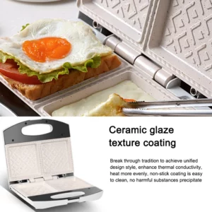 Electric Sandwich Maker Breakfast Baking Machine Cooker Pancake Grill Pan Double Plates Bread Pressure Toaster Ligh Food Oven - Image 6