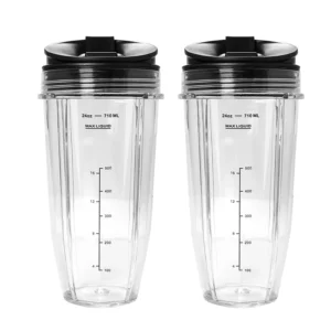Y21A 2 Pack Replacement 24Oz Cup with Spout Lid for Nutri Ninja Auto IQ Series Blenders with BL450/BL454/BL456/BL480/BL481 - Image 2