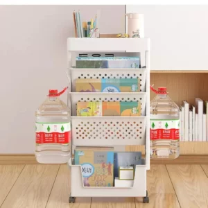 Simple Mobile Versatile Storage Rack on Wheels for Books Documents Home Office Classroom Flexible Moving Shelf - Image 1