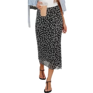 Half Length Skirt Mid Length Skirt Women's Black Floral Mesh Lace 2025 Autumn New Product Elegant Elastic Hip Hugging Maxi Skirt - Image 5