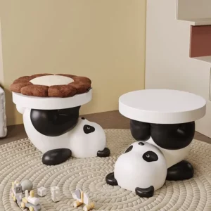 Panda Ottoman Cover Round Cushion Ottoman Foot Stool Hallway Mobile Small Footrest Removable Portable Living Room Furniture Gift - Image 5