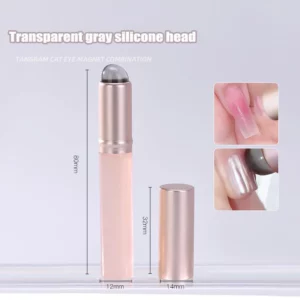 Jelly Pink Nail Art Silicone Brush Reusable Mirror Powder Pigment Applying Manicure Tool Soft Q-elastic Smudge Nail Brush Stick - Image 4