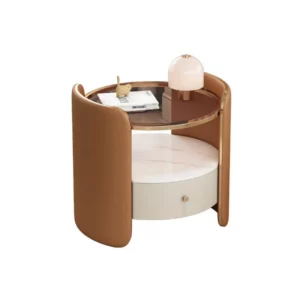 Wholesale Bedside Table Simple Modern Round Home Bedroom Cat Scratching Leather Bedside Cabinet - Image 3