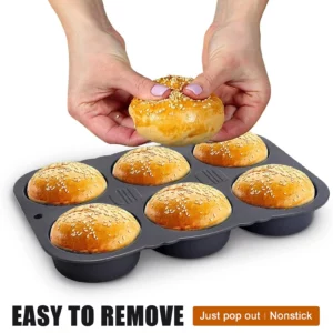6 Cavity Hamburger Bun Mould Foldable Reusable Bread Mould ‑40℉ to +446℉ Heat Resistance Baking Mould for Kitchen - Image 2