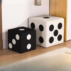 Lamb Velvet Dice Stool Home Living Room Entrance Children's Low Stool Wood Shoe Changing Stool Footstool Sitting Pier Furniture - Image 4