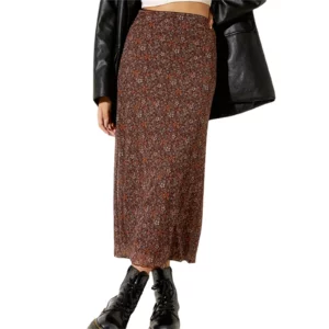 Women´s Casual Long Skirts, Floral Printed High Waist Simple Elegant Elastic Waist Skirts, Street Style Bottoms - Image 5