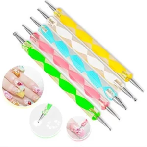 5Pcs/Set Professional 2 Ways Nail Art Dotting Pen Plastic Swirl Wood Marbleizing Steel Rhinestones Pickup Pen Manicure Tools - Image 5