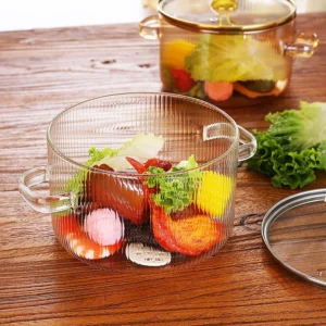 1Pcs Household Glass Saucepan for Cooking Double Ear Glass Soup Pot Noodle Bowl Cookwares with Tops Small Bear Cooking Pots Set - Image 2