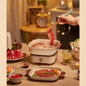800W Electric Cooking Pot Household Split Rice Cooker Portable Fold Hotpot Electric Skillet Fried Pan Dormitory Multicooker 220V - Image 3