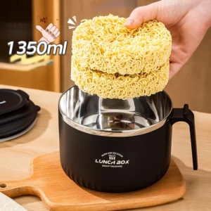 GIANXI 1350ML Large Capacity Stainless Steel Japanese Ramen Bowl With Tableware/Lid Personal Lunch Box Home Portable Noodle Bowl - Image 2