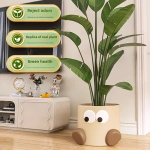 Artistic Cartoon Flower Vase, Large Ceramic Planter for Real Plants, Faux Greenery Home Decor, Modern Side Table Floor Decor - Image 5