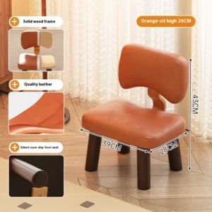 Furniture Living Room stool Solid Wood Leather Shoe Stool Living Room Small Chair Dressing Table Pedal Multi-purpose Vanity - Image 4