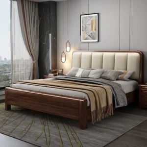 Nature Simple European Bed Large High End Bedroom Human Double Bed Headboards Modern Wooden Meubles De Chambre Furniture - Image 3