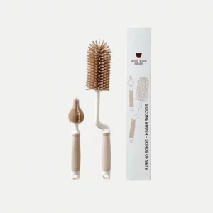 Korean Ins Newborn Bottle Nipple Brush Baby Special Long-handled Cleaning Brush Silicone Cleaning Brush Set - Image 5