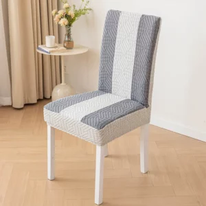 Stretch Jacquard Chair Covers Striped Dining Room Chair Cover Luxury Three-dimensional Pattern Chair Cover With Backrest Home - Image 3