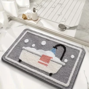 Non-Slip Knit Bath Rug with TPR Backing – Water Absorbent & Machine Washable Polyester Bath Mat for Bathroom, Shower - Image 4