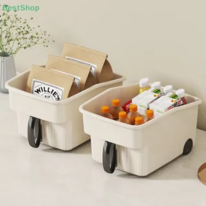 Kitchen High Cabinet Storage Box With Handle Snacks And Sundries Organize Storage Deep Cabinet High Storage Basket - Image 1