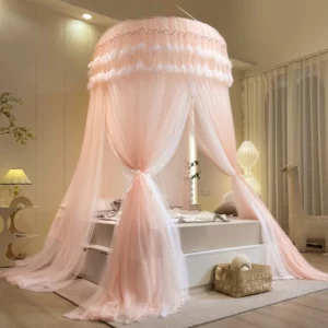 Elevated and Encrypted Suspended Ceiling Mosquito Net Three Door Princess Style Dome Floor To Ceiling Mosquito Net Beautiful - Image 1