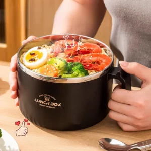GIANXI 1350ML Large Capacity Stainless Steel Japanese Ramen Bowl With Tableware/Lid Personal Lunch Box Home Portable Noodle Bowl - Image 3