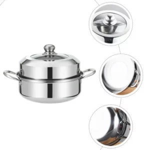 1 Set 28cm Stainless Steel Two Layer Thick Steamer Pot Soup Steam Pot Universal Cooking Pots For Induction Cooker Gas Stove - Image 4