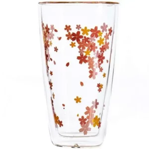 Double Wall Glass Cup with Sakura Printings 350ml Lovely Heat Insulation Coffee Milk Shake Juice Glass Tumbler 1 Piece - Image 5