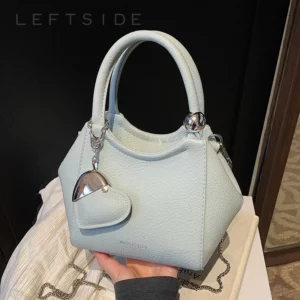 LEFTSIDE PU Leather Small Crossbody Bags Lady Shoulder Bag for Women 2025 New Short Handle Hand Bags Retro Chain Handbags - Image 1