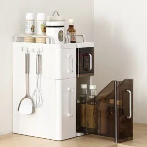 Pull-Out Spice Organizer Slim Space-Saving Narrow Kitchen Cabinet Shelf with Dustproof Sliding Drawers Storage for Countertop - Image 1