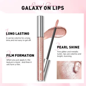 QIBEST shimmer lip gloss beauty girl diamond glitter lip tint waterproof long lasting 6 colors gray flash liquid lipstick makeup - Image 3