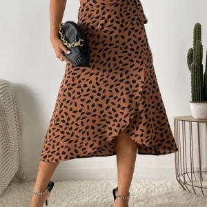 Benuynffy Boho Women Casual Print Tie Side Wrap Skirt Elegant High Waist Female Summer Asymmetrical Knee Length A-Line Skirts - Image 5
