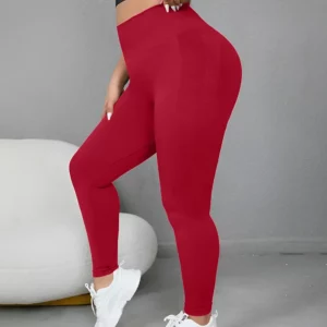 Plus Size Four-Way Stretch Hip-Covering High-Elastic Sports Yoga Fitness Women's High-Waisted Peach Butt Tight-Fitting Quick-Drying Slimming Look Sexy Seamless Pants - Image 3