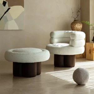 JOYLIVE Nordic Small Apartment Net Red Lamb Velvet Fabric Color Matching Single Sofa Chair Simple Modern Single Sofa Furniture - Image 2
