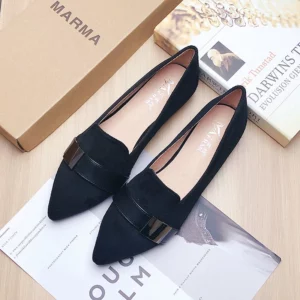 Shoes for Women 2025 New Spring Versatile Fashion Pointed Slip on Loafers Large Size 41 42 43 Flat Sole Nude Work Shoes Flats - Image 1