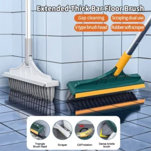 3 In 1 Cleaning Brush Cleaner Brush For Cleaning Bathroom Brush With Long Handle Rotating Floor Brush Crevice Brush - Image 2