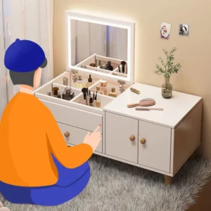 New minimalist bay window dressing table mirror dressing table small table rental bedroom storage - Image 2