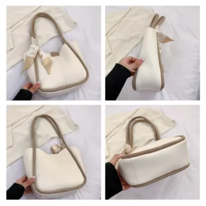 TRAVEASY Fashion Summer Scarves PU Leather Bucket Tote Bags for Women Casual Patchwork Large Capacity Female Armpit Bag Hand Bag - Image 5