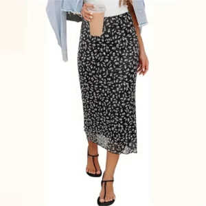 Half Length Skirt Mid Length Skirt Women's Black Floral Mesh Lace 2025 Autumn New Product Elegant Elastic Hip Hugging Maxi Skirt - Image 1