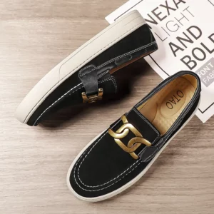 Black Loafers Shoes For Men Luxury Slip-on Shoes Men Unisex Breathable Casual Leather Shoes Man Driving Shoes Zapatos Hombre - Image 2