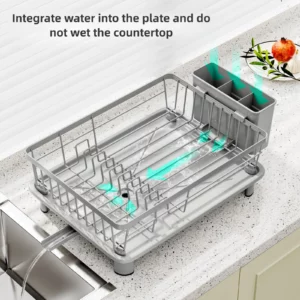 Pink Dish Drying Rack - Space-Saving Dish Rack,Dish Racks for Kitchen Counter with Drainboard, Rustproof Dish Drainer - Image 6