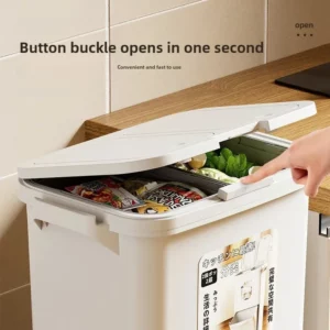 Kitchen Trash Bin with Cover 2-Layer Dry Wet Classification Press-Type Large-Capacity Waste Bin Home Supplies Garbage - Image 2