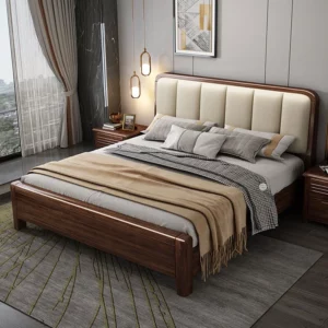Nature Simple European Bed Large High End Bedroom Human Double Bed Headboards Modern Wooden Meubles De Chambre Furniture - Image 2
