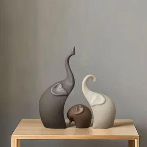 1set Nordic-Style Large Ceramic Elephant Family Figurine Set Matte Finish Animal Sculpture Entryway Decoration Unique Gift Idea - Image 3