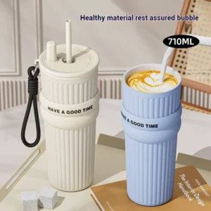 2025 New In Stock Large Capacity Simple And Convenient Straw Insulated Cup Office Coffee Cup Portable Accompanying Car Cup - Image 5