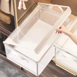 PVC Transparent Storage Basket for Clothes Underwear Storage Box Stainless Steel Frame Wardrobe Organizer Waterproof Cloth Box - Image 3