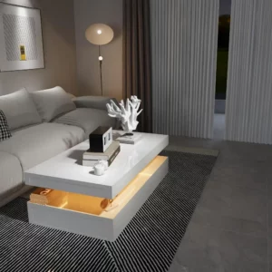 Green Coffee Table Center Tables for Living Room Chairs High Gloss Modern Coffee Table With RGB LED Light Furniture Dining Salon - Image 3