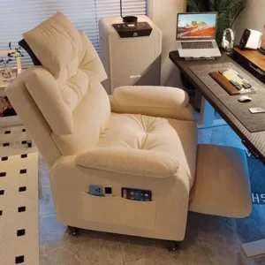 Leather Recliner Chair For Elderly Breathable Comfort with head restraint Holders Footrest Ergonomic Living Room Sofa - Image 1