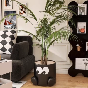 Artistic Cartoon Flower Vase, Large Ceramic Planter for Real Plants, Faux Greenery Home Decor, Modern Side Table Floor Decor - Image 3